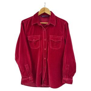 Velour Shirt womens 14 Button Front Top Dorothy Perkins red VTG Lonestar western